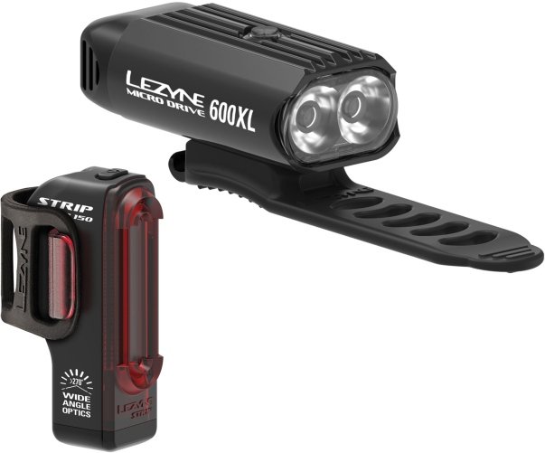 Lezyne MICRO DRIVE 600XL / STRIP DRIVE PAIR BLACK BLACK/BLACK